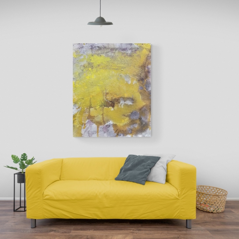 Acrylfarben und Zement auf Leinwand