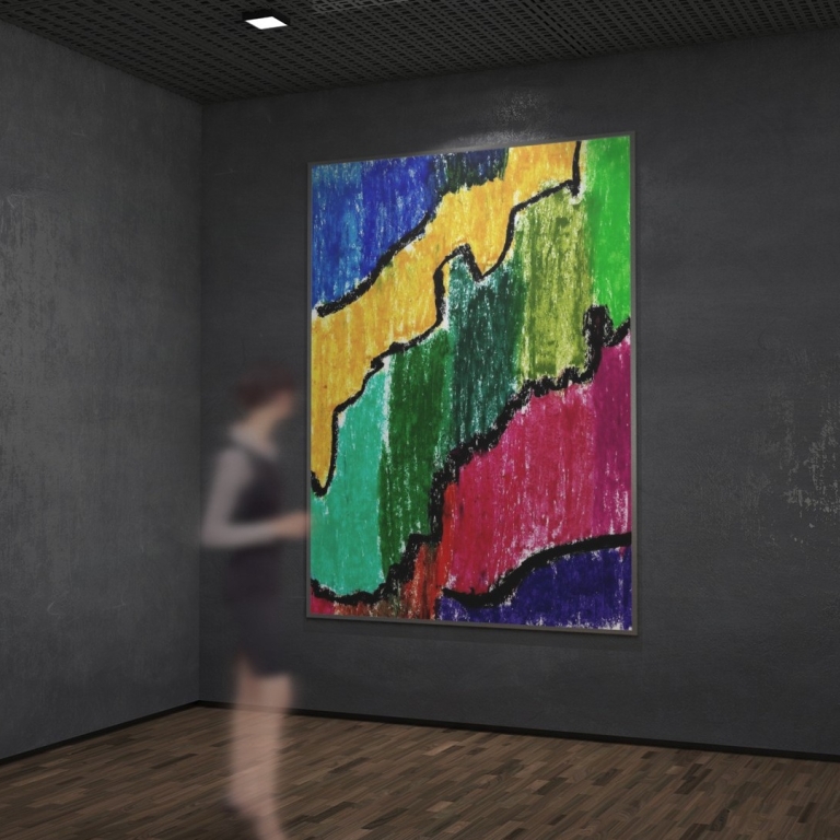 Ein grüner Fluss, der sich durch eine surrealistische Landschaft schlängelt